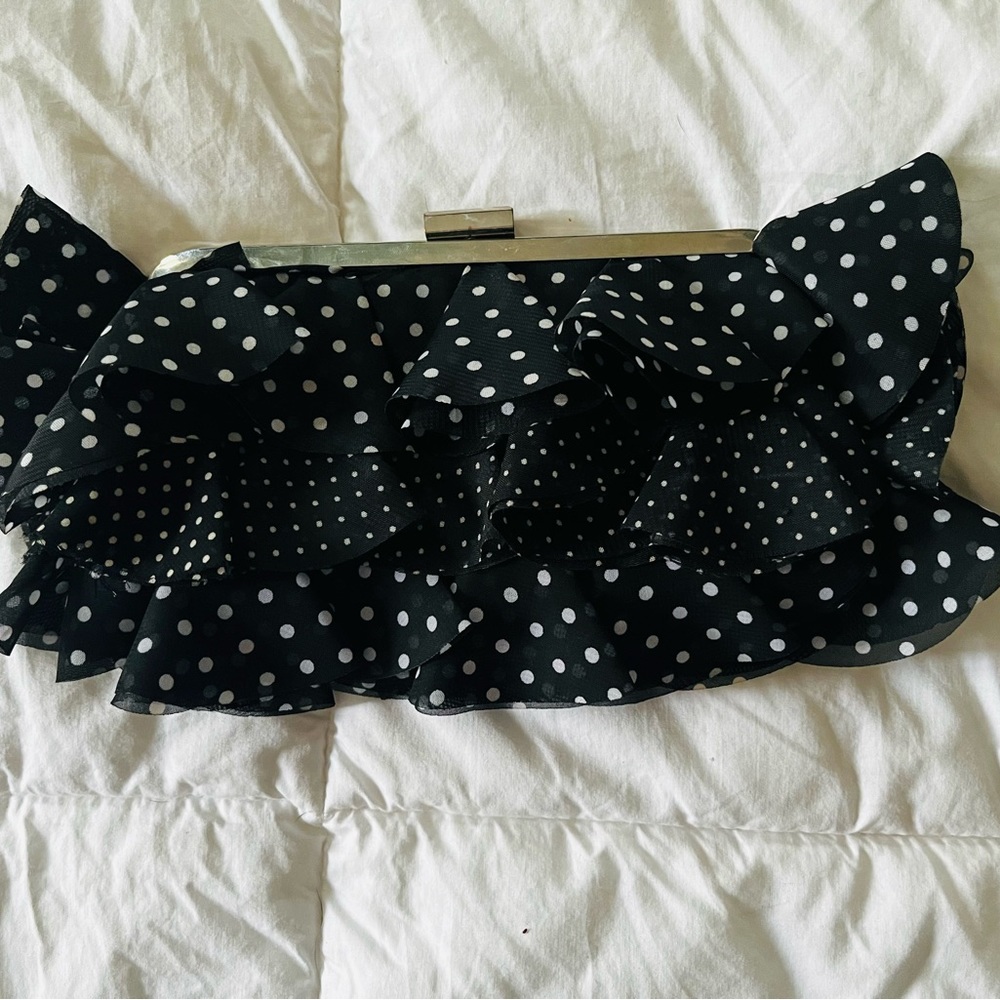 Clutch black and white polka dot purse